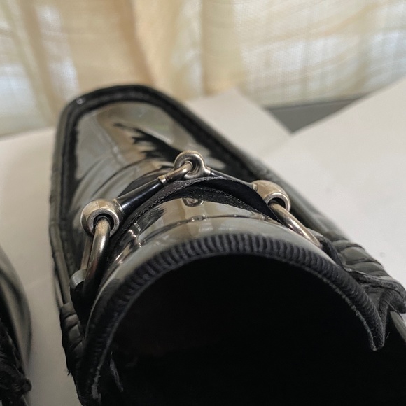 Gucci black leather Men loafers dress shoes 39 moccasin flats slip on horsebit main image 12